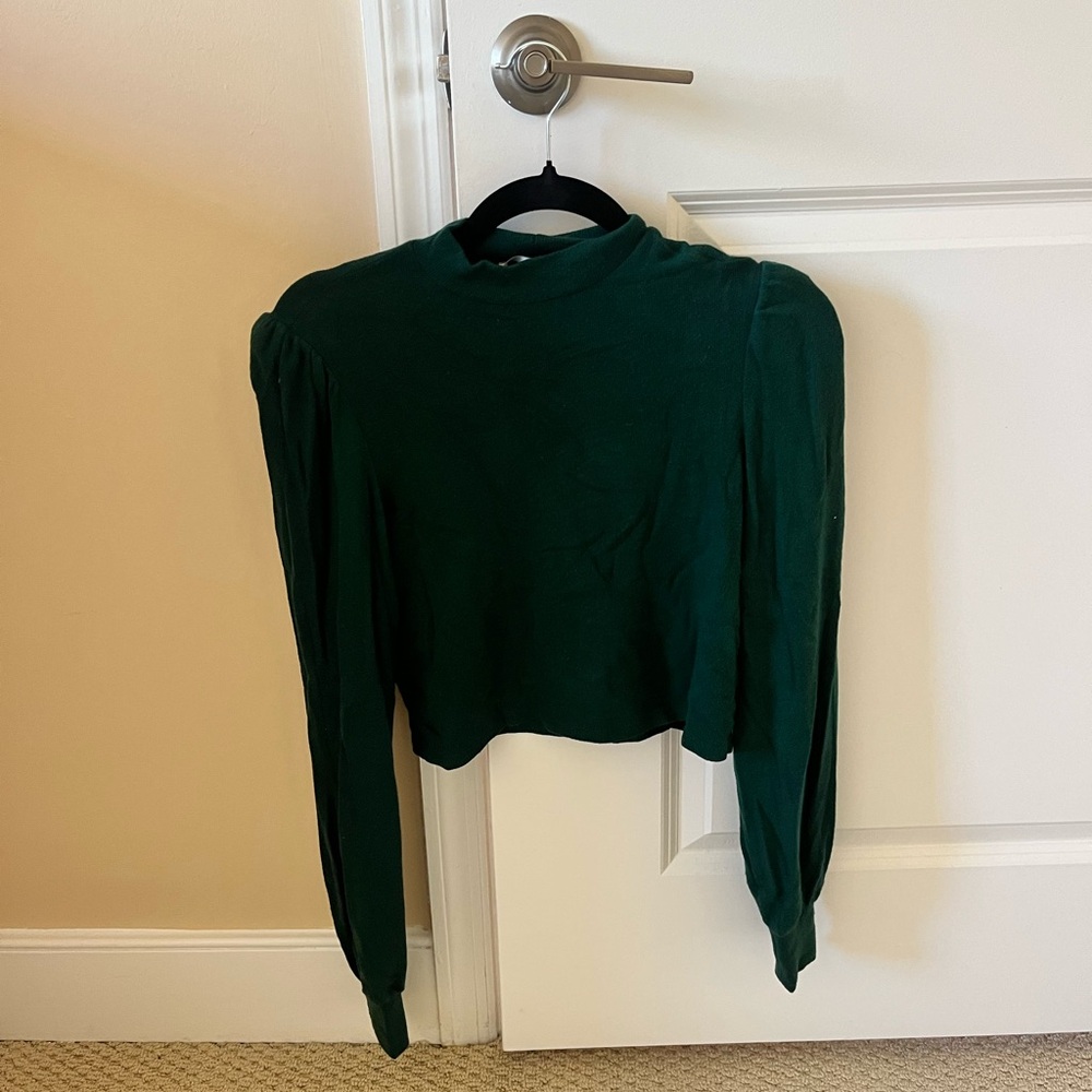 Reformation Green Mock Neck Sweater
